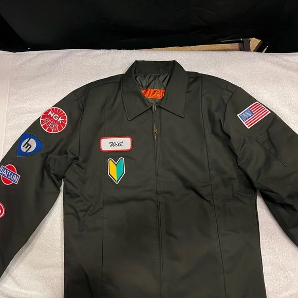 JDM Jacket Men’s Size M Mint. 24 Vintage Patches Red Cap Mechanic Jacket JDM - Picture 2 of 5